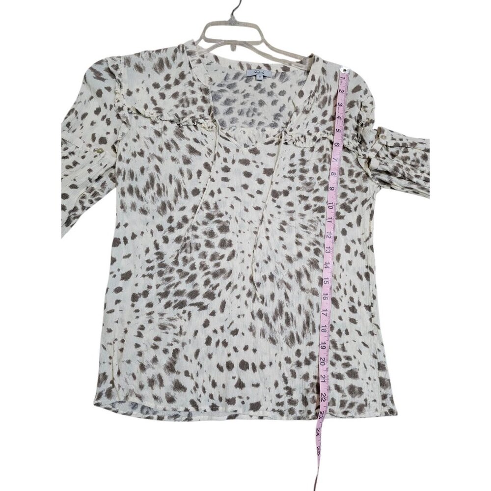 Rails Womens M Blouse Ivory Animal Print Crinkle Top Boho Minimalist Y2K - Picture 6 of 6